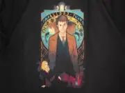 TeeFury Doctor Who Large "Allons-y" David Tennant Tribute MeganLara BLACK
