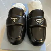 Prada Soft Padded Nappa Leather Mules Black Women's Size EU36 NIB