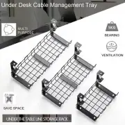 Under Desk Cable Management Tray Hide Tidy Cord Wire Desk Organiser Black Silver