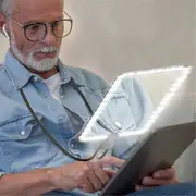 5X Hands Free Magnifying Glass with 50 LED Light,Gooseneck Page Magnifier for Senior Low Vision Rea Black