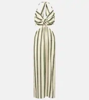 [Johanna Ortiz] Johanna Ortiz Los Siete Mares striped cutout midi dress AU 14 green