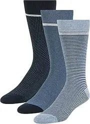 Ted Baker Men's 3 Pack Pattern Crew Dress Socks, Dark Green, OS