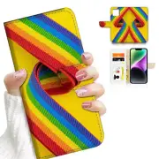 ( For iPhone 12 Mini ) Wallet Flip Case Cover PH26366 Rainbow