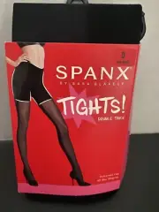 SPANX Double Take Very Black Tights Size D Patterned Leg Style 20083R NEW