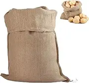 Arrderly 1 Piece Large Hessian Potato Sack, Reusable Woven Sand Storage Sack for Vegetables, Open-Top Burlap Sack for Storage, Suitable for Potatoes and Vegetables, Yellow