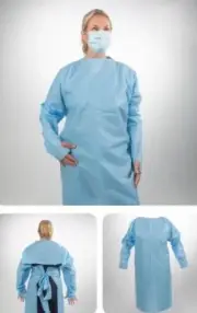 225-Pieces * TIDI Shield AAMI Level 2 Isolation Gown Open Back Thumb Loop 8576A