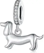 [Generic] Womens 925 Sterling Silver Dachshund Charms Dangle Bead for Biagi, and European Bracelet Necklaces SCC2561