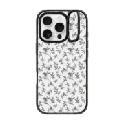 iPhone 16 Pro Impact Ring Stand Case MagSafe Compatible Minimalist black white watercolor foliage floral