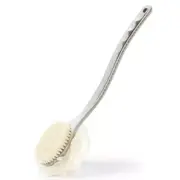 Shower Body Brush with Bristles and Loofah, Long Handle Back Scrubber (Grey)