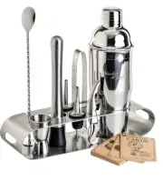 Mixology Bartender Kit: 9 Piece -Craft Cocktail Mixer & Shaker Set + Metal Stand