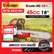 BAUMR-AG 45cc Petrol Chainsaw Commercial 18" Bar Chain Saw E-Start Tree Pruning