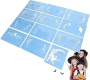 12pcs Reusable Face Paint Stencils, Reusable Face Painting Kits, Halloween Stencils for Painting, for Body Art Painting Halloween Party Makeup Temporary Tattoos Stencils