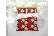 3D Hand Drawn Red Floral Quilt Cover Set Bedding Set Duvet Cover Pillowcases 107