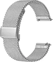 [BISONSTRAP] 316L Stainless Steel Mesh Watch Strap for Men and Women, Woven Metal Bracelet, Band Width 14 mm, 16 mm, 18 mm, 20 mm, 22 mm