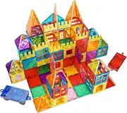 Upgraded Version Kids Magnetic Tiles Toys, 100Pcs 3D Magnetic Building Blocks Tiles Set, Building Construction Educational STEM Toys for 3+ Year Old Boys and Girls (100PCS)