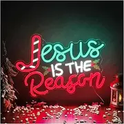 Sign Lamp Jesus is The Reason Neon Sign USB Powered LED Light for Wall Art Decor for Party Bar Home Birthday Bible Church 40cm×30cm