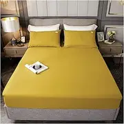 [BoNene] Queen Sheets 1 pc 100% Pure Cotton Fitted Bed Sheet Single Twin Double Queen King Bed Sheet with Elastic Bottom Sheet Cotton Queen Sheet Set (Color : Type 1, Size : 100x200x25cm)