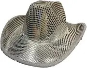 Disco-Ball-Cowboy-Hat Mirrored Sparkly Cowboy Hat Fun Cosplay Party Hats Festival Hat for Women and Men