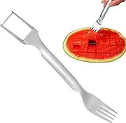 Watermelon Fork Slicer | Stainless Steel Watermelon Cutting Tool - Quick-Cut Fruits Gadget with Non-Slip Handle for Kitchen Salad Prep BBQ Camping Food Photography