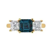 4.0Ct Square Emerald Cut Natural London Blue Topaz Solid Gold Engagement Ring