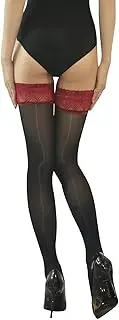 [HTRUIYATY] Women's Oily Glossy Thigh High Stockings Shiny Hold Ups Stockings 8 Denier Sexy Lace Top Stay Up Nylon Sheer Stockings