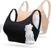 Hands Free Pumping & Nursing Bra, Lupantte Adjustable Breastfeeding Bra for Holding Breast Pumps Like Spectra, Medela, Lansinoh, Philips Avent, Ameda, Bellababy, etc