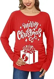 [For G and PL] Womens Christmas Ugly Scoop Neck Long Sleeve Maternity Tops
