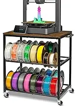 ikkle 3D Printer Filament Storage Rack with Wheels Heavy Duty, 3-Tier Metal Filament Spool Holder, 3D Printer Filament Stand for PLA/ABS/TPU/Nylon, Filaments Organzied for 3D Printing Station, Office