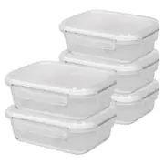 Harbour Housewares Glass Food Storage Containers with Lids - 1 Litre - Pack of 5