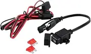 BRIGHTFUFU 12V Dual USB SAE to USB Adapter Motorcycle Phone GPS Charger Cable Inline Fuse Power Supply for Motorbikes Scooters Easy Installation Dustproof Design