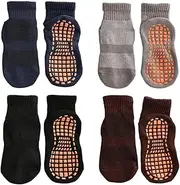 [outret] Anti Skid Socks Toddler Girls Boys Trampoline Socks for Kids Bulk 4 Pairs