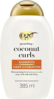 OGX Quenching + Coconut Curls Shampoo, Moisturising Curls Shampoo with Coconut Oil, Lemon Oil & Honey, Hair Care Shampoo without Sulphates, Hair Shampoo for Shiny, Defined Curls (385 ml)