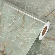 Marble Contact Paper for Countertops Waterproof Marble Wallpaper Peel and Stick Vinyl Countertop Contact Paper for Cabinets Self Adhesive Removable Green Contact Paper for Drawers Liner 15.8"x236"