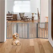 Petzly Pet Gate Dog Fence Safety Barrier Security Door 4 Panel 61cm Grey