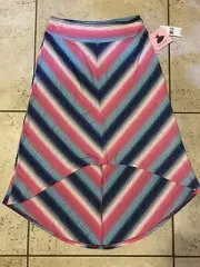 NWT Girls Large L 14 Long High Low Stripe Amy's Closet Skirt Pull-On Stretch NEW