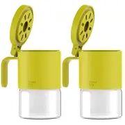Glass Spice Jars Moisture-Proof Spice Containers with Spoons, Set of 2 Yellow