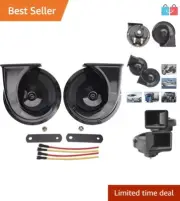 Loud 12V Train Horn Kit for Trucks & Cars - Waterproof Electric Snail Horn