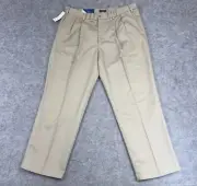Dockers Pants Men's 38x29 Beige Khakis Pleated Classic Fit Preppy MSRP $52 NEW