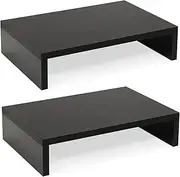 TEAMIX 2-Tier Wood Monitor Stand Riser for 2 Monitors, Laptops, and PCs - Black, 2 Pack