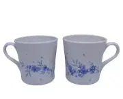 Celestial Blue Flowers Mug Set (2) Corning Cup 8 oz Prty Mail Shp