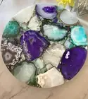 Multi Stone Round Agate Console Table Handmade Arts Mid Century Modern Furniture