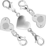 TEHAUX 2 Pcs Heart Shaped Magnetic Clasp Chain Charm Rings Magnetic Bracelet Gold Clasp Gold Hoop Earrings Double Necklace Clasps Rings Clasps for Necklaces 925 Silver