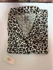 Flora Nikrooz Women's sz M Long Sleeve Leopard Print Pajama Top only