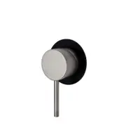 Fienza Kaya Brushed Nickel And Matt Black Solid Brass Small Round Plate Wall Mixer