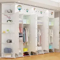 在飛比找樂天市場購物網優惠-簡易衣櫃家用臥室家具組裝推拉門佈收納櫃子實木掛衣服多功能