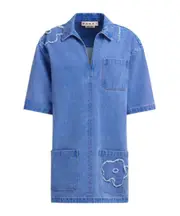 Marni Patch Detail Short Denim Dress IT40,IT42 cobalt blue