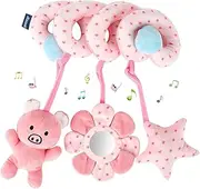 YSHIGUING Spiral Activity Toy for Pram, Bed, Stroller, Car Seat - Baby Hanging Plush Toy - Infant Rabbit Pink