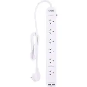 Crest Power Board 6 Sockets 2 USB 1.2M