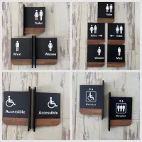 在飛比找蝦皮購物優惠-厚實木紋款男女廁所 洗手間 無障礙 電梯標示牌 指示牌 歡迎