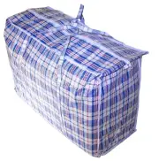 Jumbo Plastic Checkered Storage Laundry Shopping Bags W. Zipper & Handles Siz...